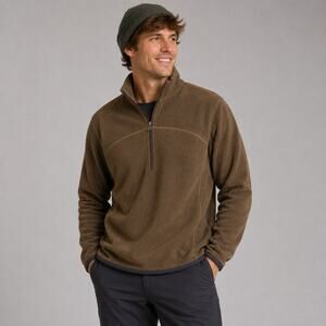 Agile Men’s Brown Fleece 1/4 Zip Pullover Sweater Size Small